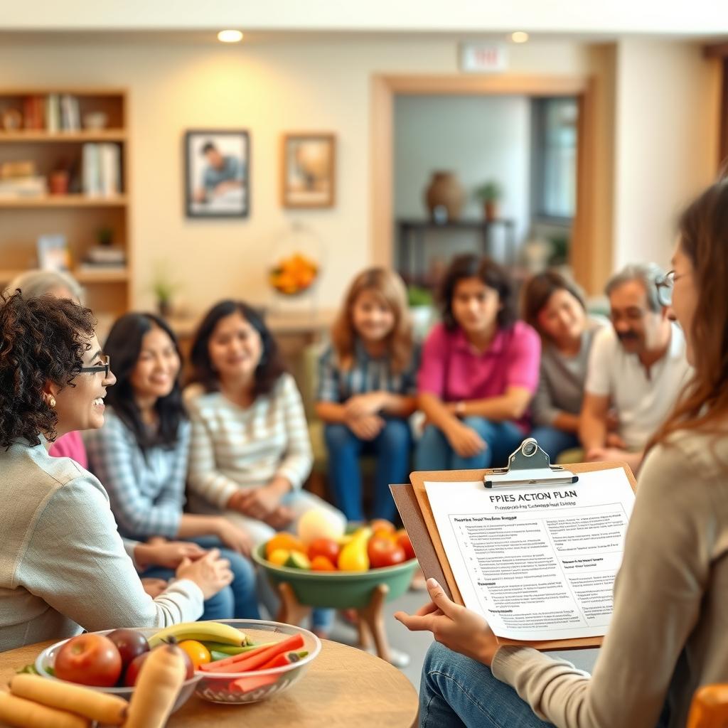 Parents in a cozy community center during an FPIES support group meeting