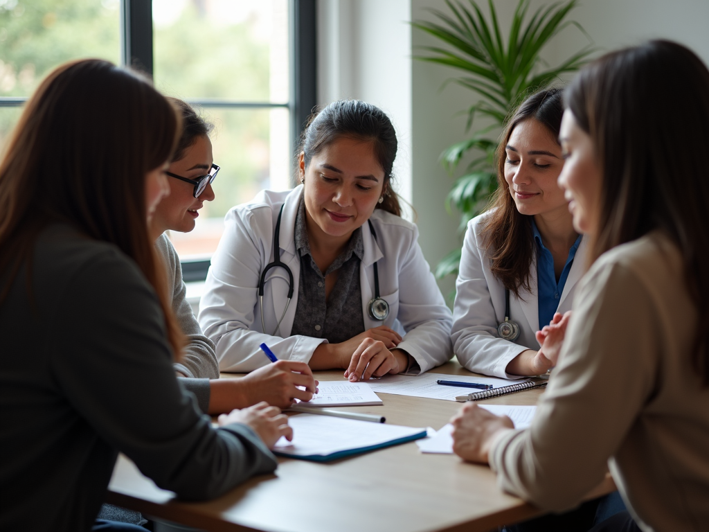 Healthcare professionals and community members working together to promote health equity.
