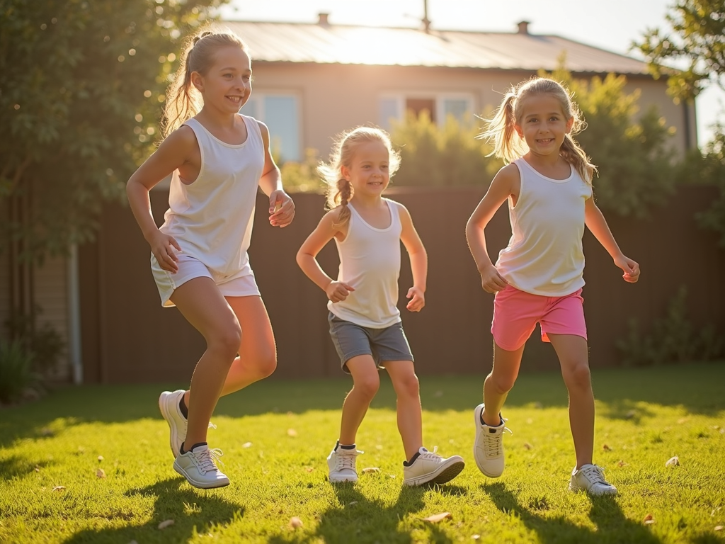 Family doing HIIT workout outdoors