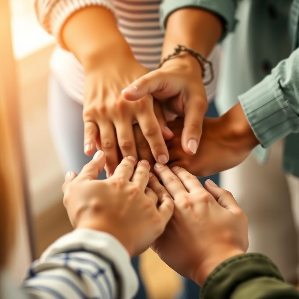 Family holding hands in a circle, symbolizing unity