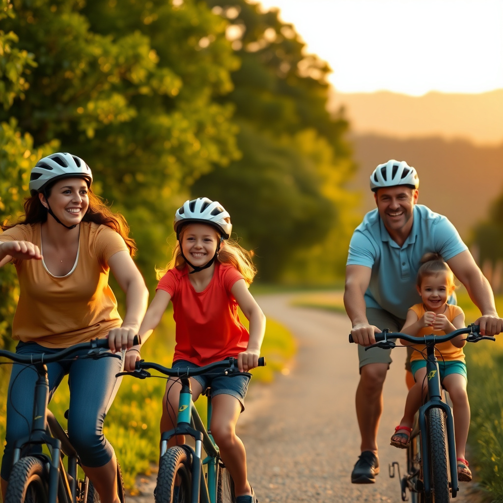 Family enjoying a bike ride for wellness and cardiovascular health