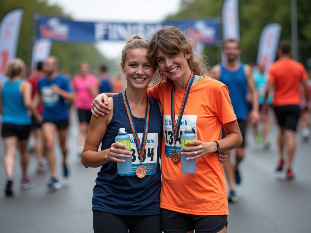 Family celebrating after a 5K race