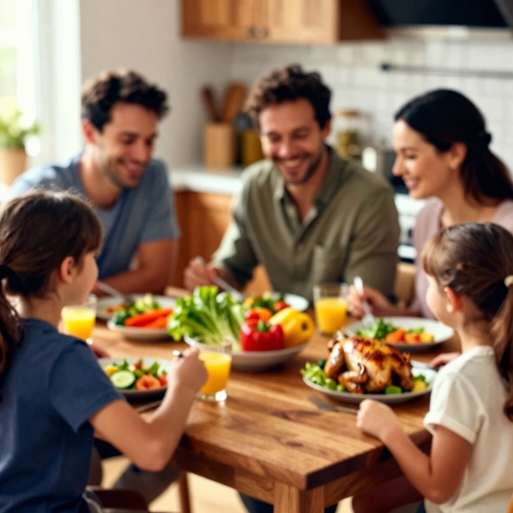 Family enjoying a healthy meal together