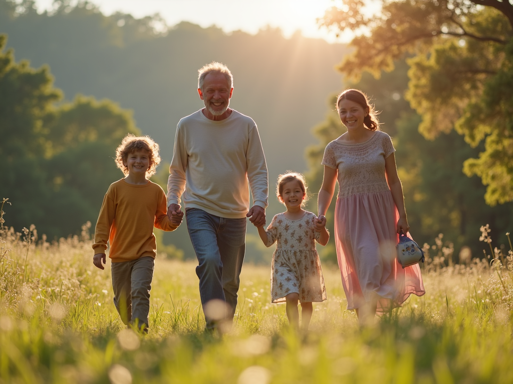 Family enjoying a nature walk