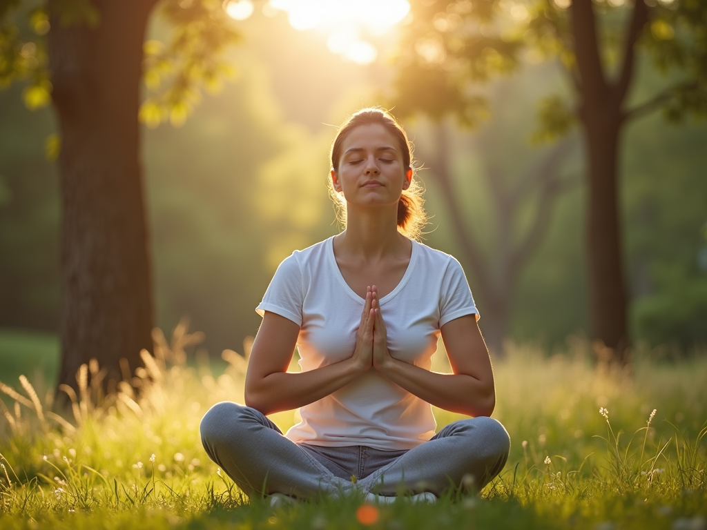 Person practicing mindful breathing to manage anxiety