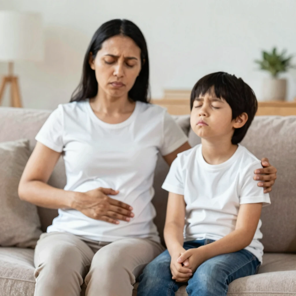 Parent teaching child deep breathing to manage emotions