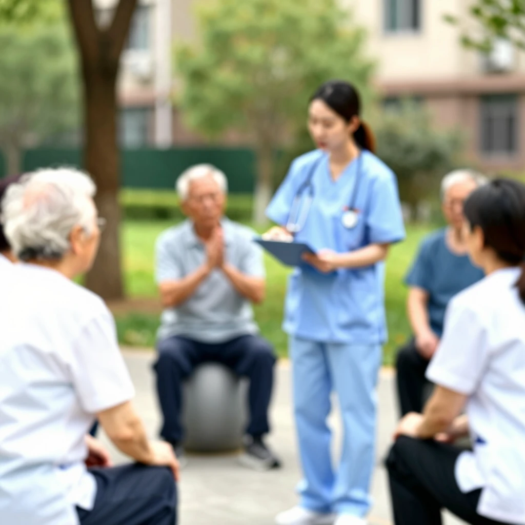 Community health worker supporting seniors in a local setting to foster health equity.