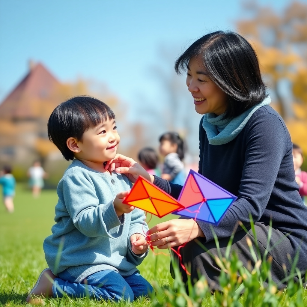Mother and daughter sharing a mindful moment on the playground