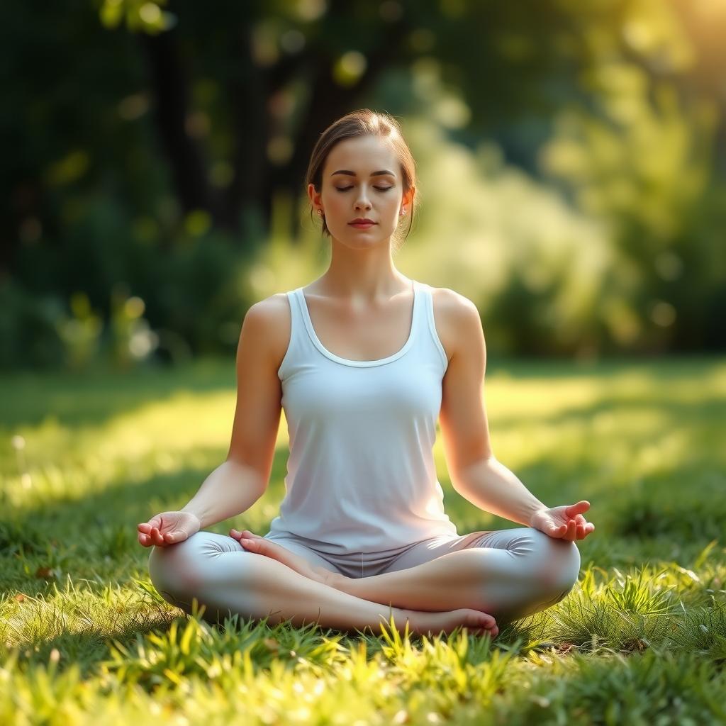 Person meditating in nature