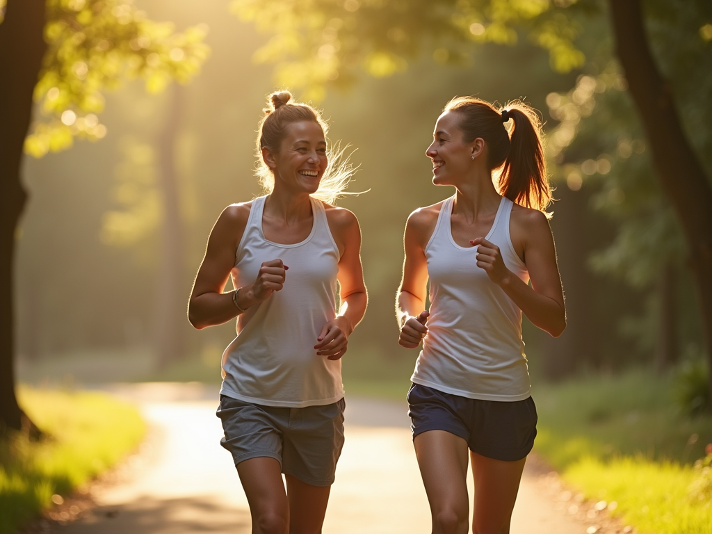 Friends exercising together