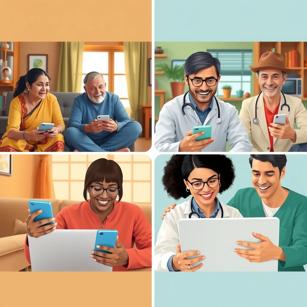 People accessing healthcare through telemedicine