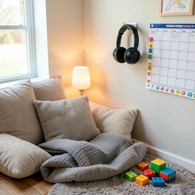 Calming sensory corner in a classroom