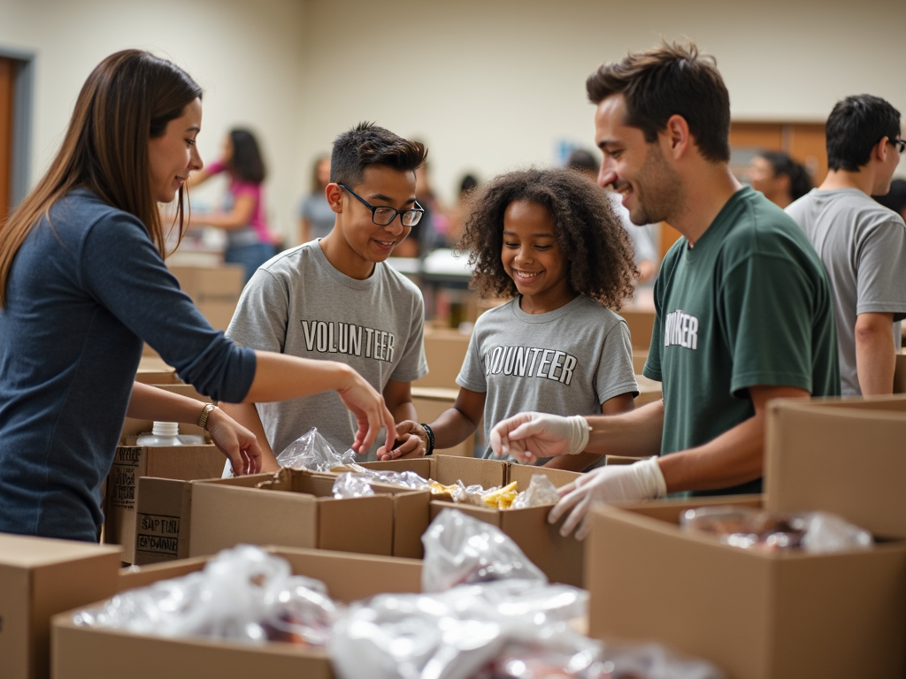 Family volunteering, fostering empathy and community spirit.