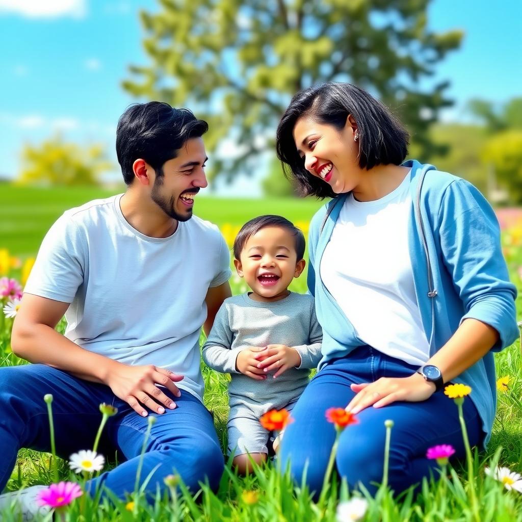 A family laughs together in a park, showcasing the joy and connection built through family therapy.