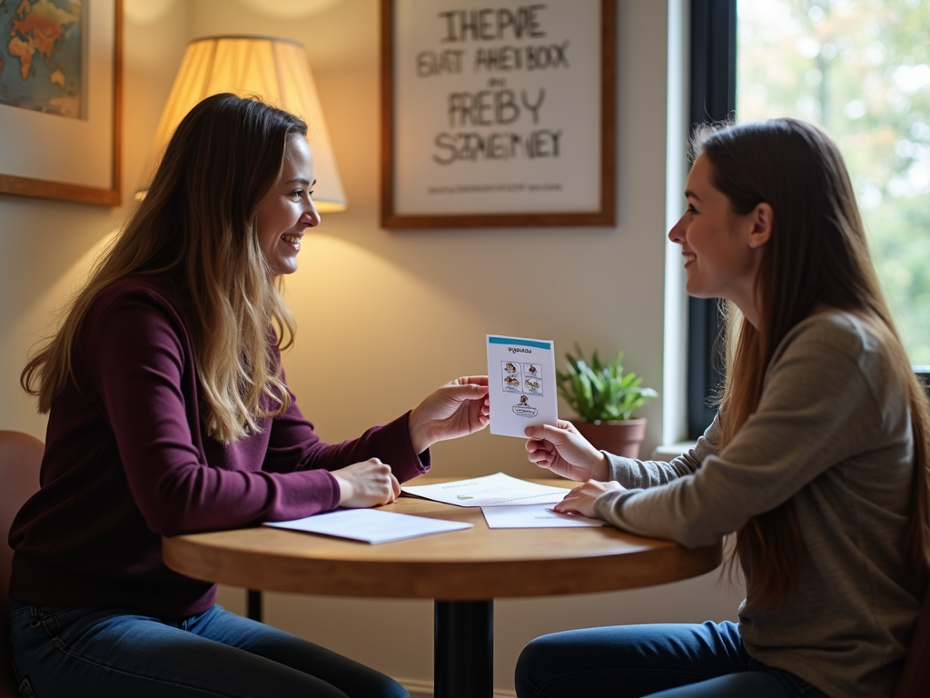 A therapist working one-on-one with a student during a behavioral therapy session.
