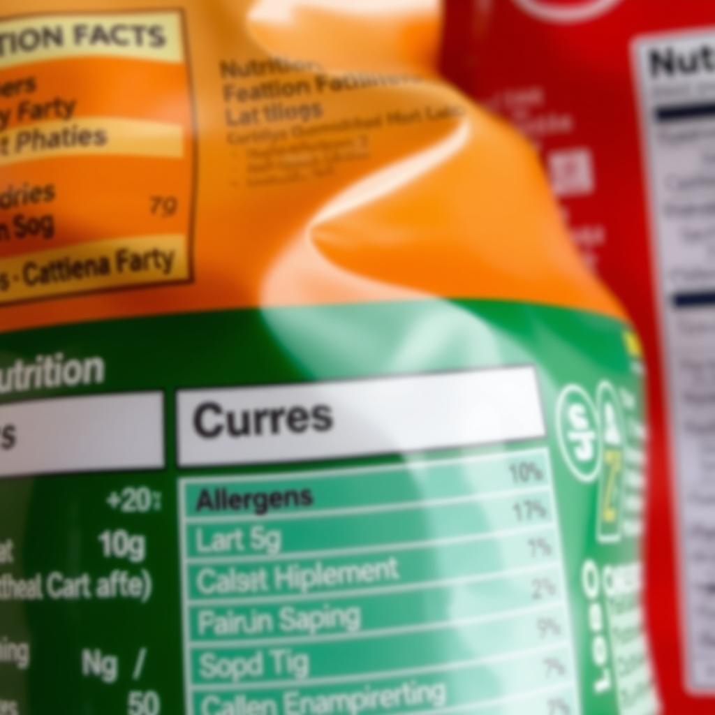 Nutrition labels highlighting allergen information