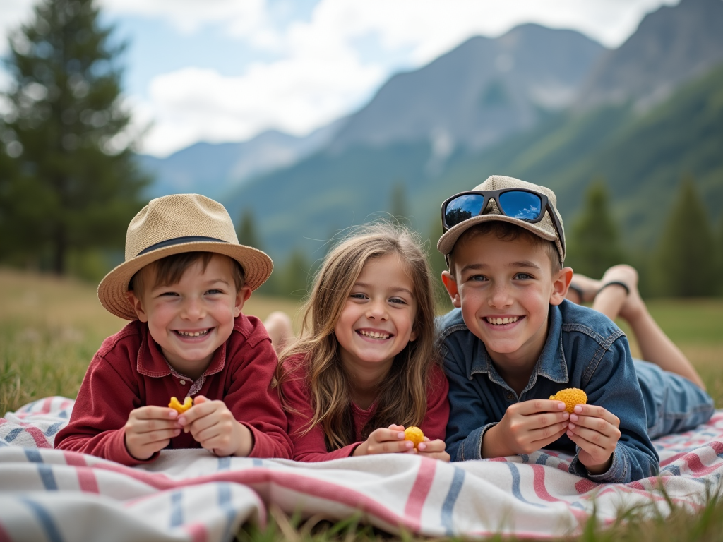 Family enjoying a picnic after outdoor adventures