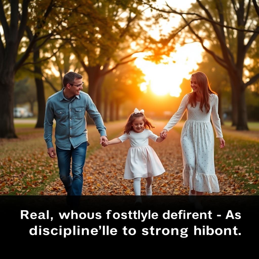 A family enjoying a walk, reflecting a nurturing bond.