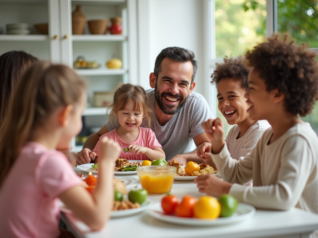 Family enjoying FPIES-safe meal