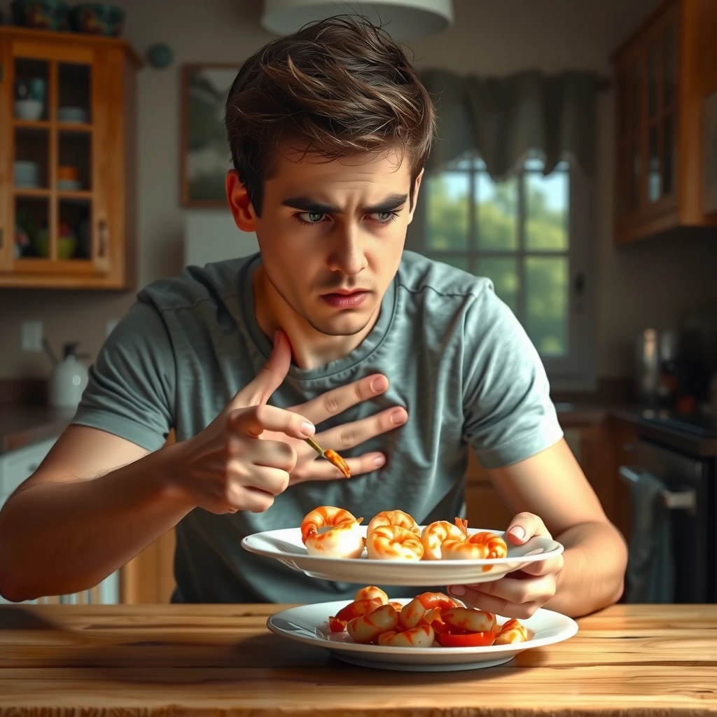 Person experiencing taste aversion after food poisoning, an example of classical conditioning