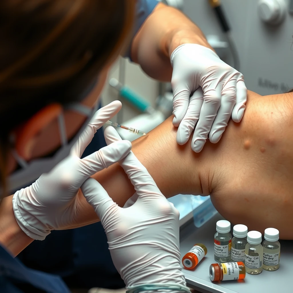 Doctor giving an allergy immunotherapy shot