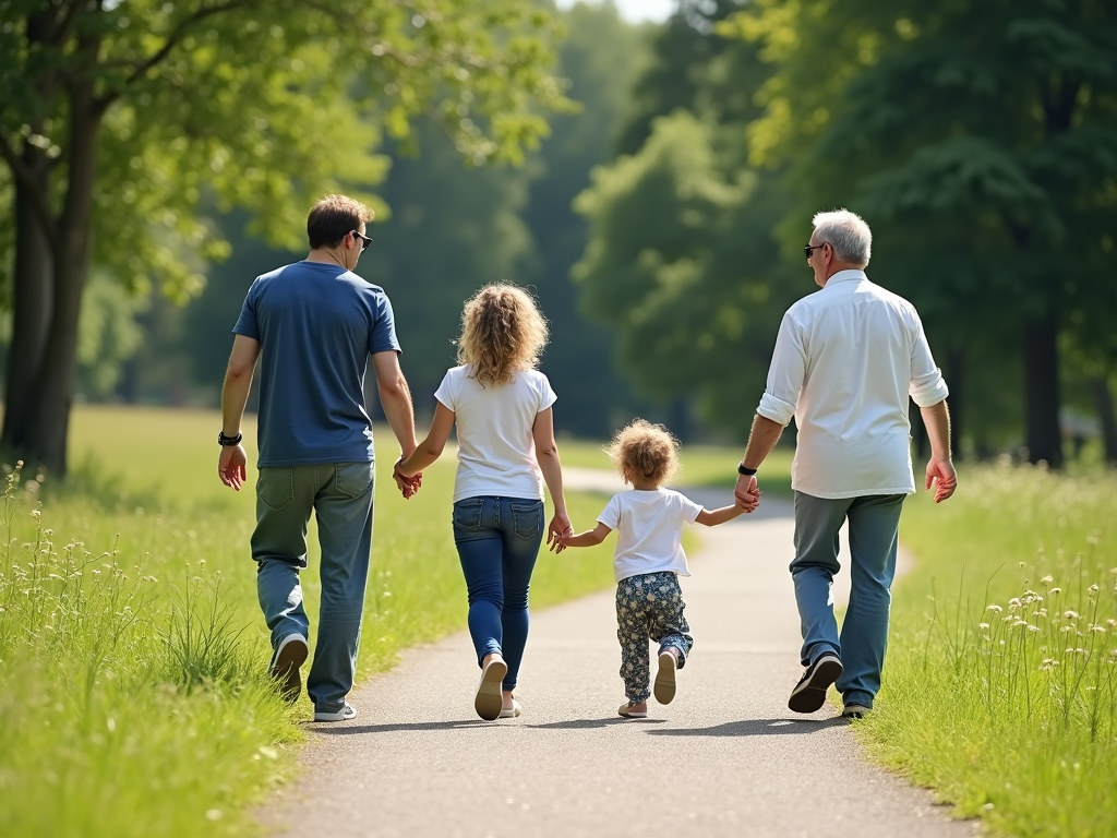 Family walking together after Tai Chi