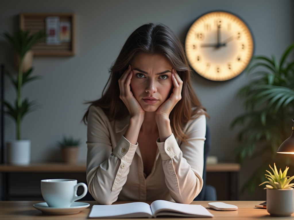 Woman working through chronic fatigue