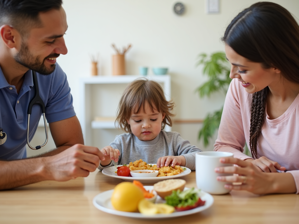 Child eating a safe meal under supervision