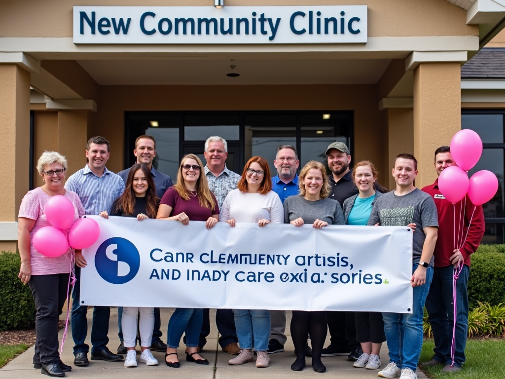 Community celebrating a new clinic opening, a sign of better healthcare access.