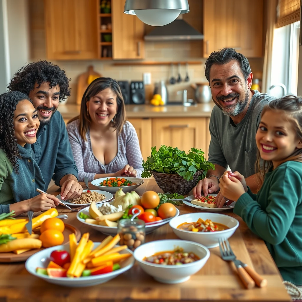 Family enjoying a safe, healthy meal together