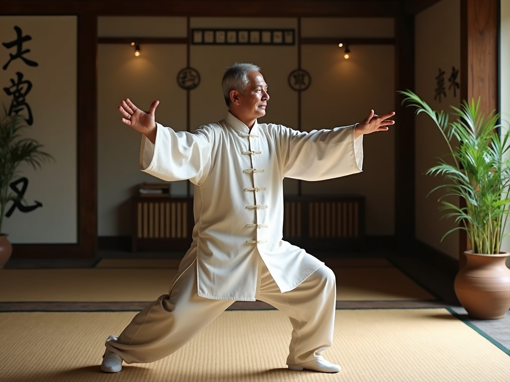 Tai Chi instructor demonstrating a move.