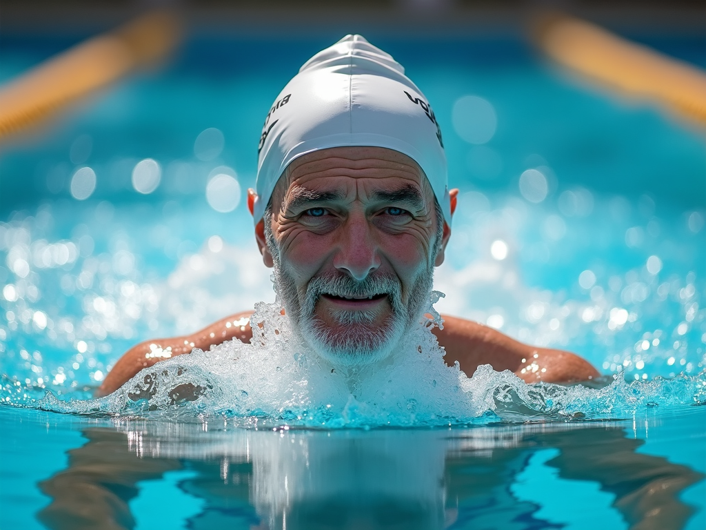 Senior swimming for cardio exercise