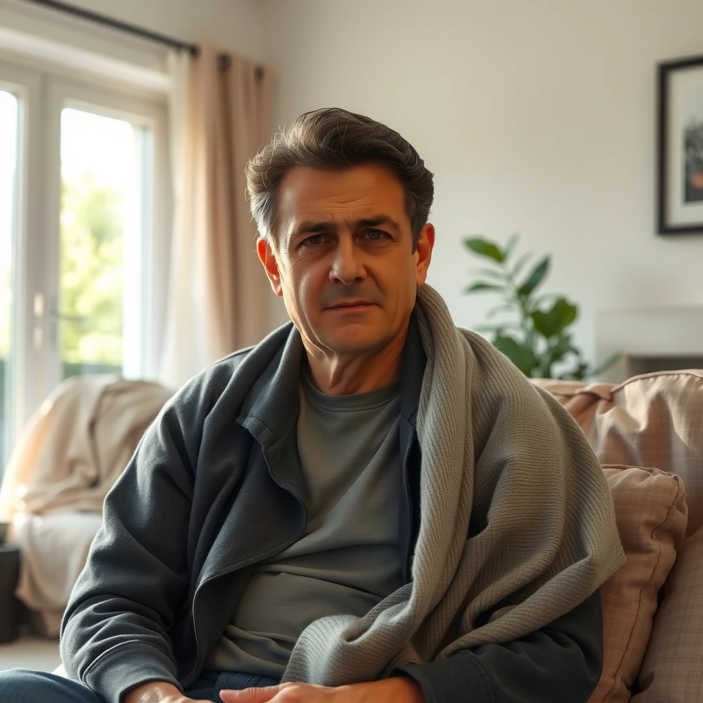 Person experiencing chronic fatigue in a home setting