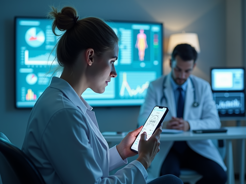 Patient and doctor using health technology
