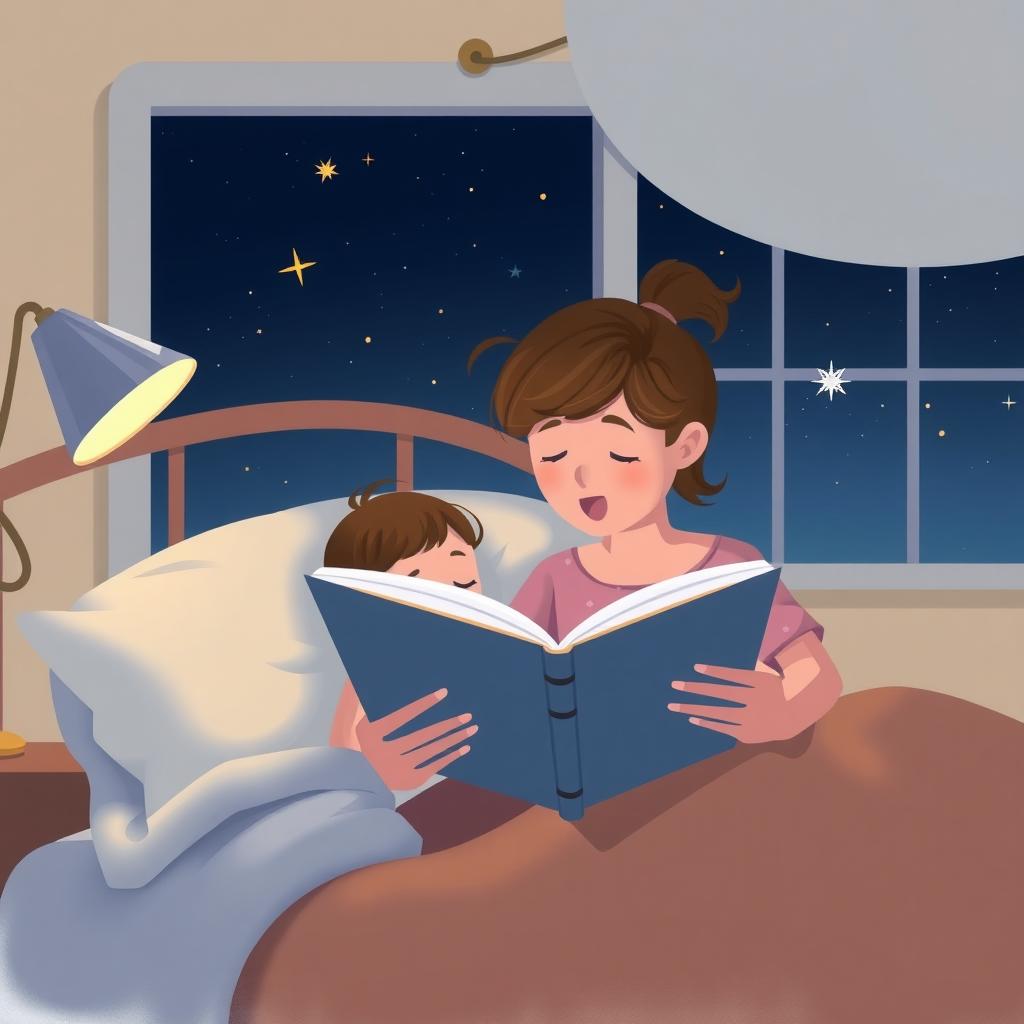 Parent and child sharing a mindful bedtime story
