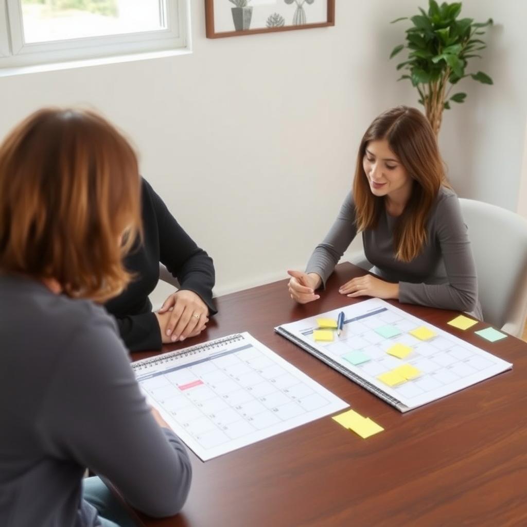 Therapist and client collaboratively planning an activity schedule for Behavioral Activation.
