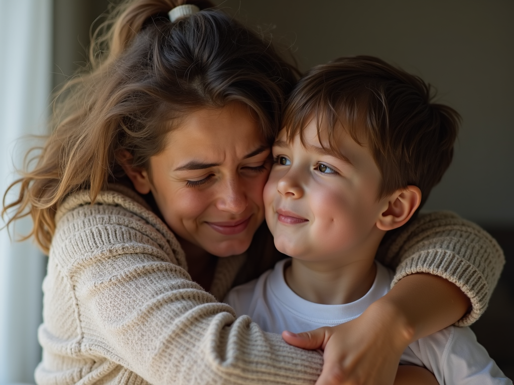 A family member providing emotional support to a loved one.