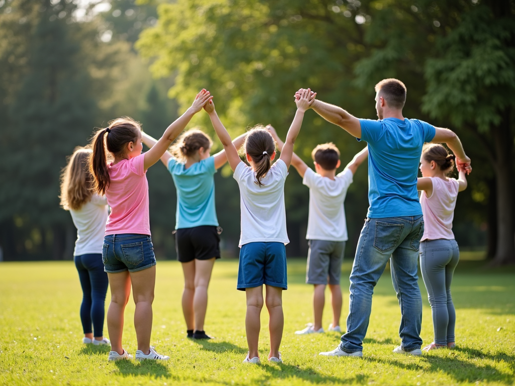 Family stretching before a run