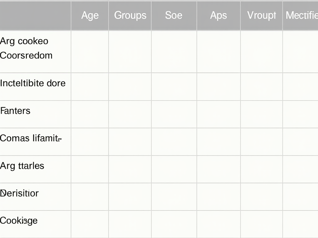 Age-appropriate cooking tasks table