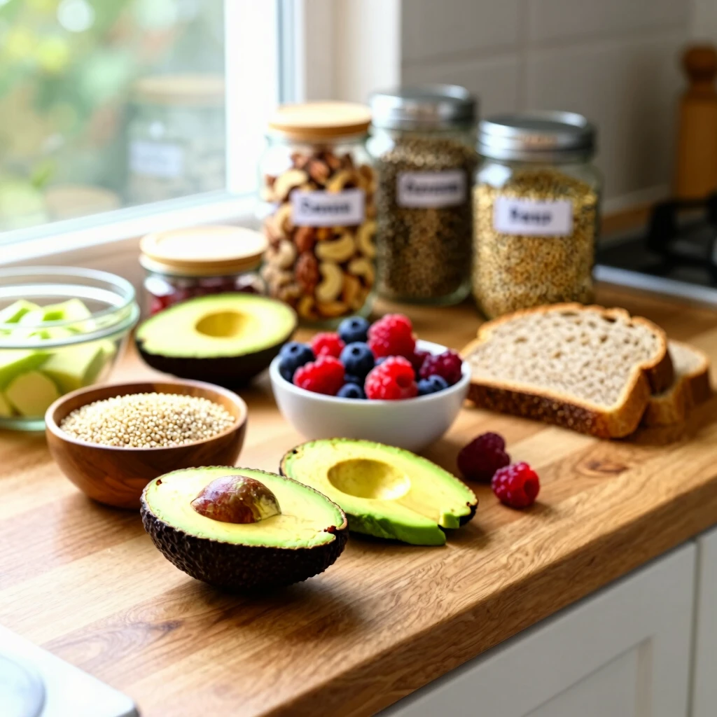 Fresh ingredients arranged for special diet meal planning