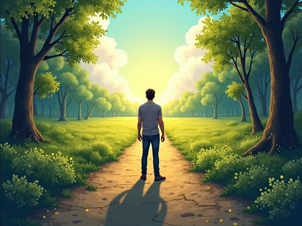 Person at a crossroads, symbolizing commitment in ACT