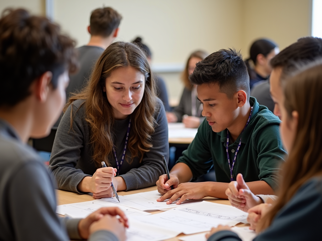 Students engaging in group activities with support