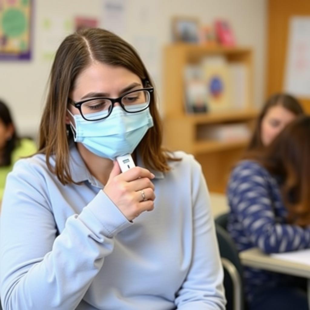 A teacher conducts epinephrine auto-injector training.