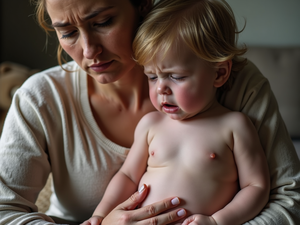 A child with Chronic FPIES symptoms being comforted by a parent