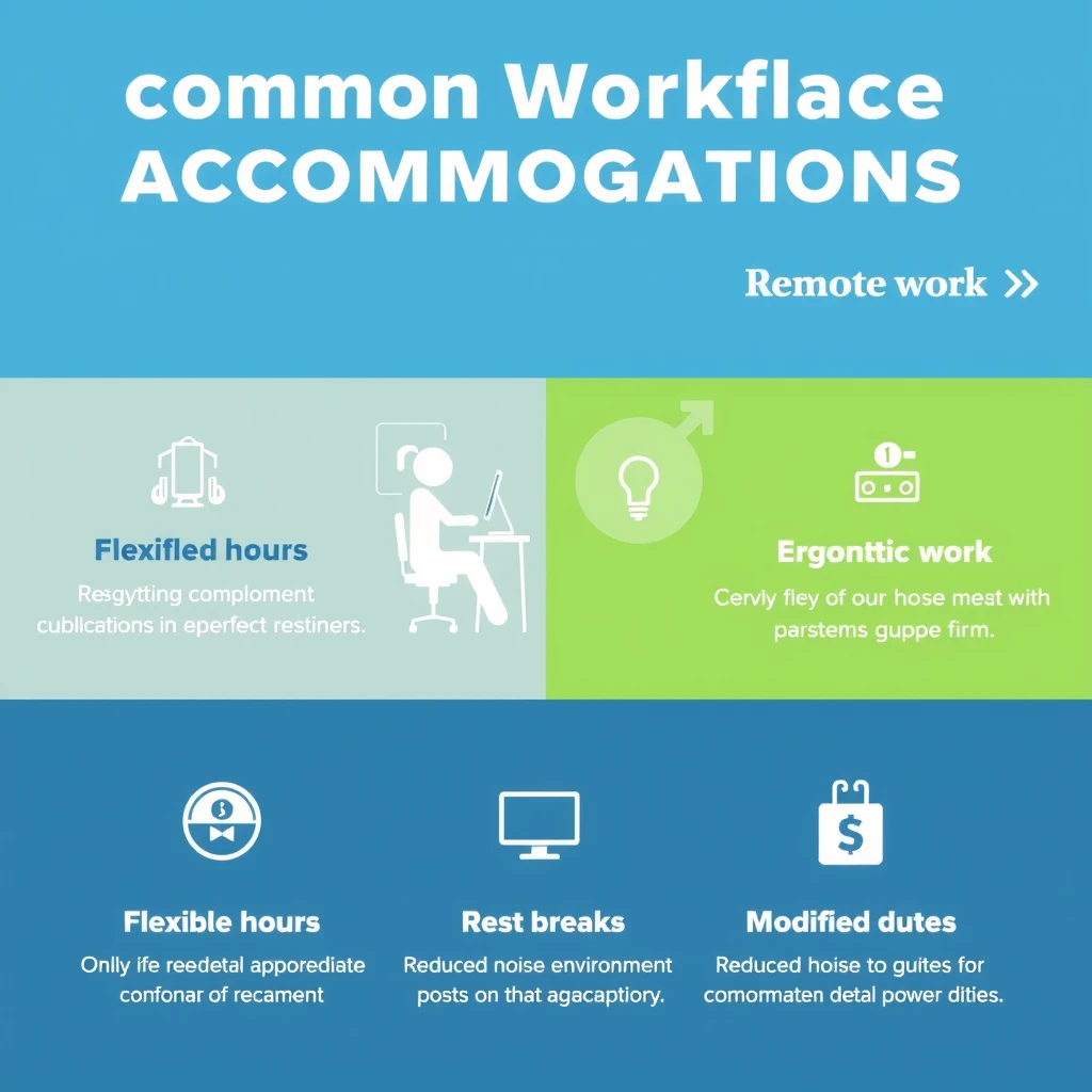 Infographic of common workplace accommodations for disabilities including chronic fatigue