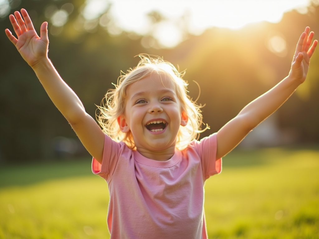 A happy preschooler playing outside, free from FPIES symptoms after outgrowing the condition.