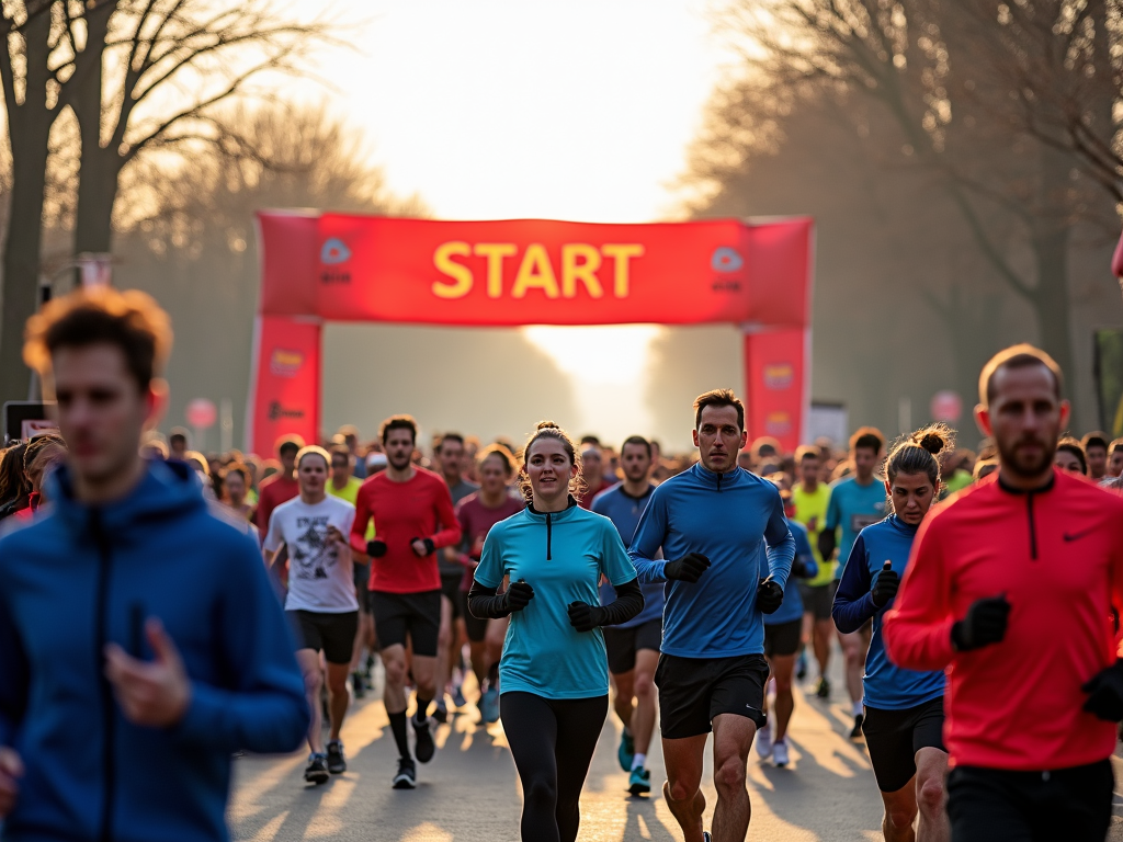 Runners gathering at the starting line
