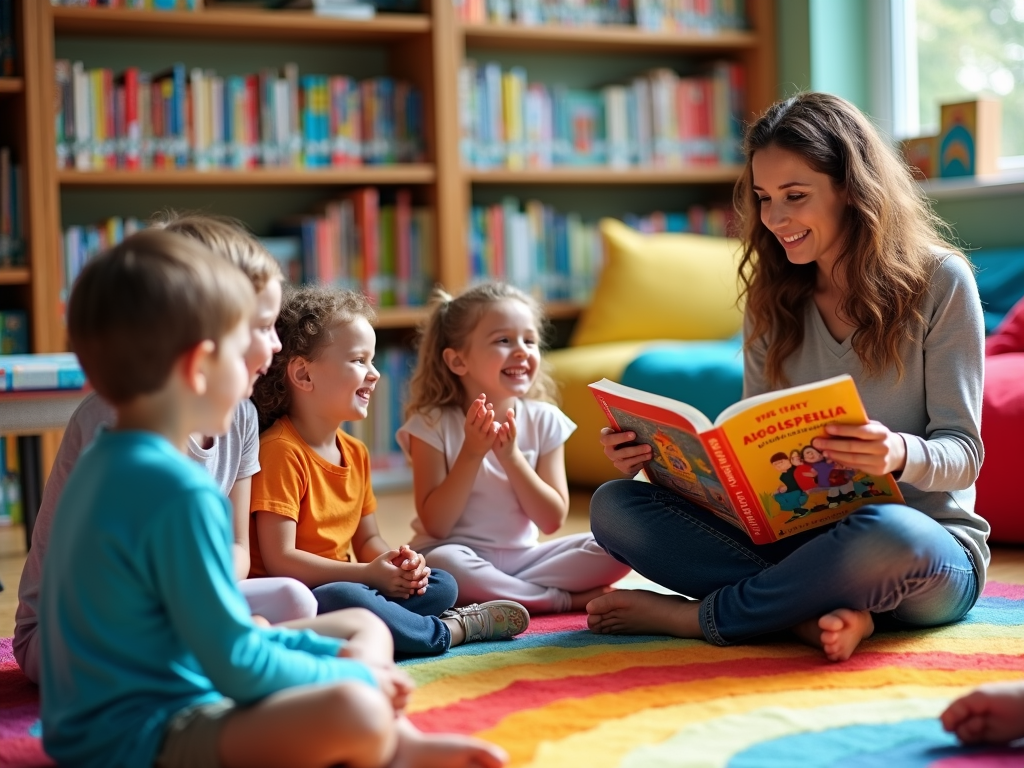 Children enjoying storytime at the library