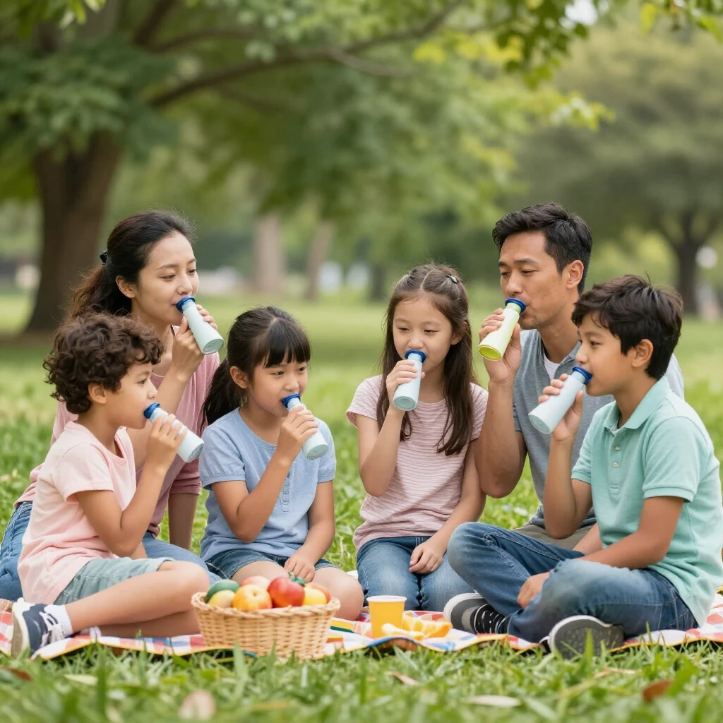 Family enjoying outdoors after successful allergen immunotherapy