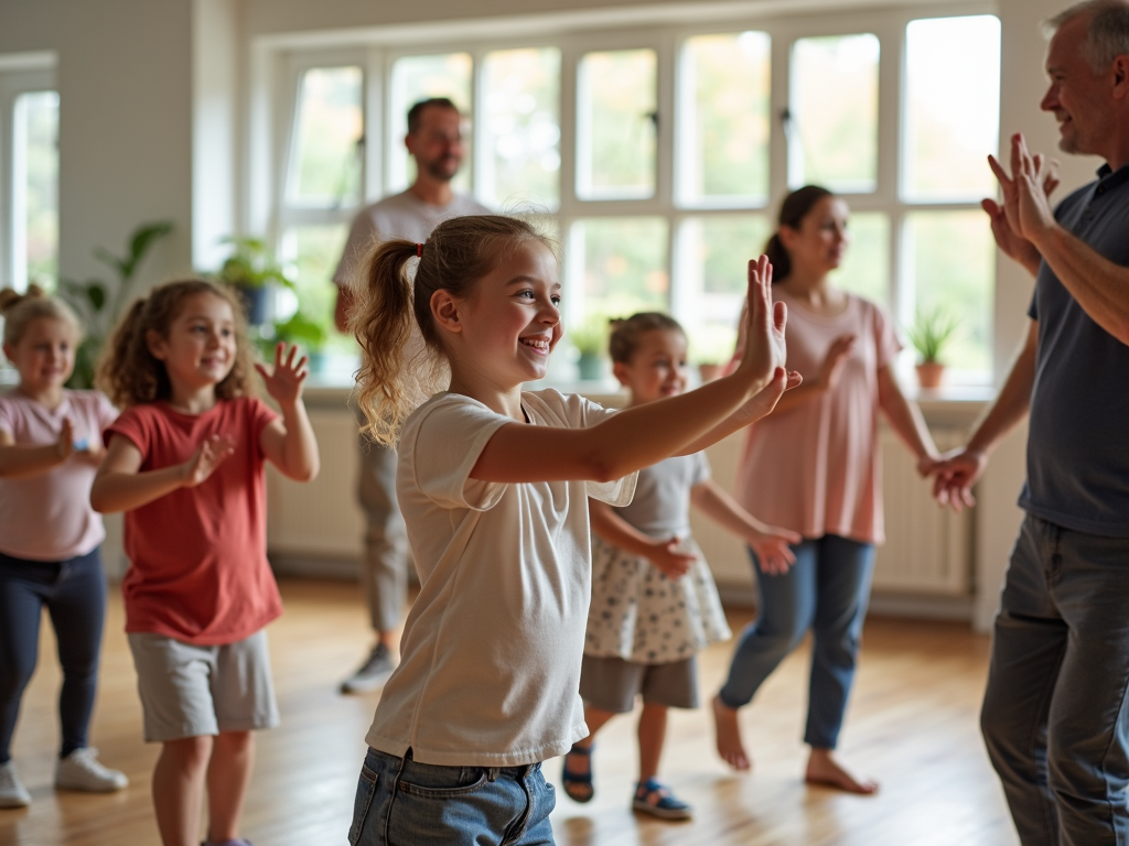 Families in a community Tai Chi class